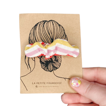 Pince Scrunchy - Rayé rouges/jaune/rose