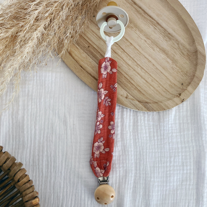 Attache tétine - Terracota fleuri - La Petite Framboise