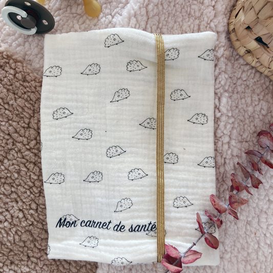 Protège carnet de santé - Gaze de coton Herisson - La Petite Framboise