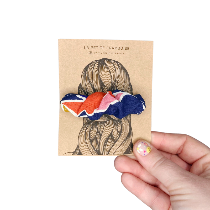 Pince Scrunchy - Motifs bleu/moutarde/orange - La Petite Framboise