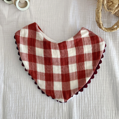 Bavoir bandana à Galon - Vichy brique