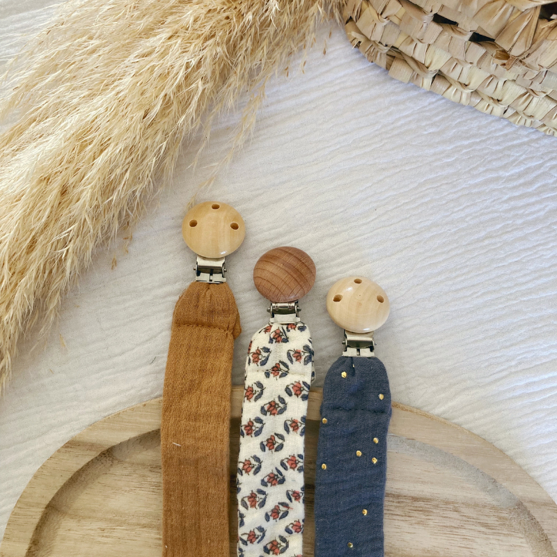 Attache tétine - Gaze de coton Camel - La Petite Framboise