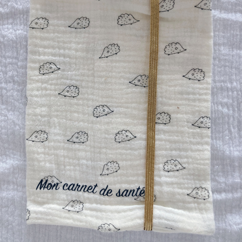 Protège carnet de santé - Gaze de coton Herisson - La Petite Framboise