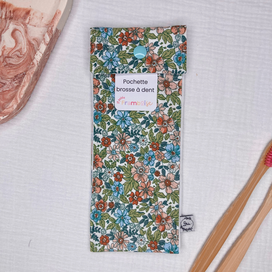 Pochette à Brosse à Dents Imperméable - Fleuri vert/rose/bleu