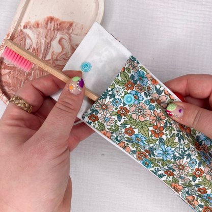 Pochette à Brosse à Dents Imperméable - Fleuri vert/rose/bleu