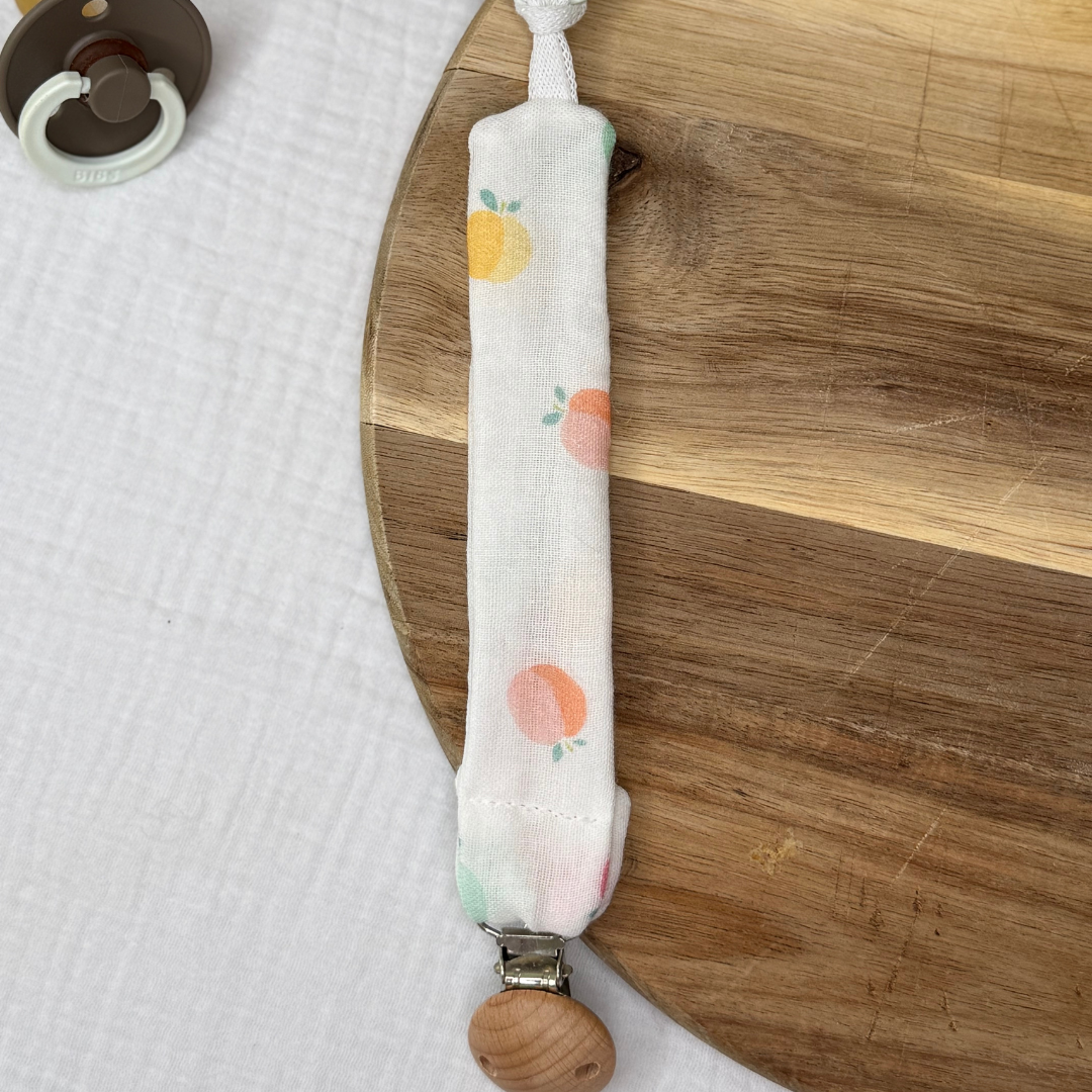 Attache tétine - Blanc pêches