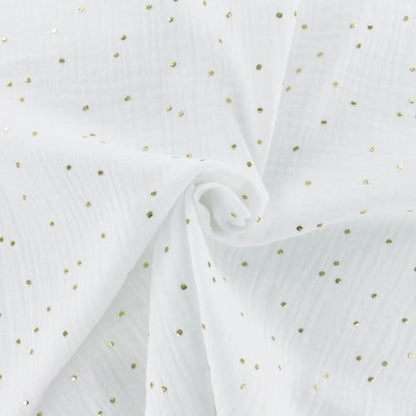 Kit à Colorier Lavable - Gaze de coton Blanc à pois dorés - La Petite Framboise