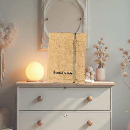 Protège carnet de santé - Sable à pois dorés