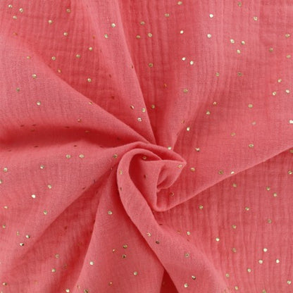 Headband twist adulte - Corail à pois dorés - La Petite Framboise