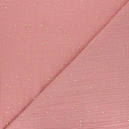 Headband twist adulte - Rose thé à pois dorés - La Petite Framboise