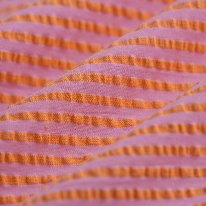 Semainier de cotons lavables - Rayé rose et orange